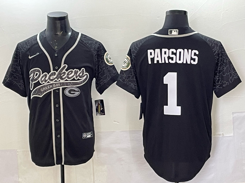 Men Green Bay Packers #1 Parsons black Nike NFL 2025 jersey 011